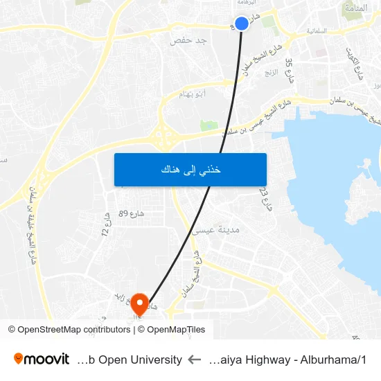 Budaiya Highway - Alburhama/1 to Arab Open University map