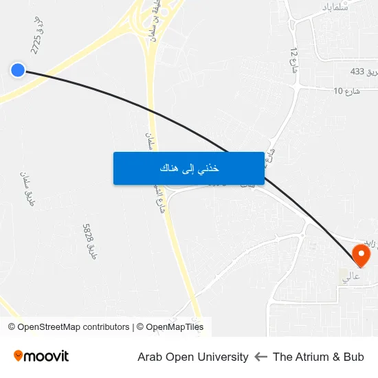 The Atrium & Bub to Arab Open University map
