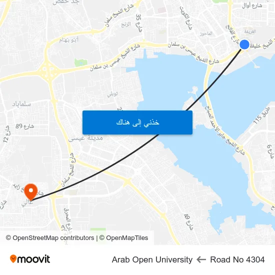 Road No 4304 to Arab Open University map