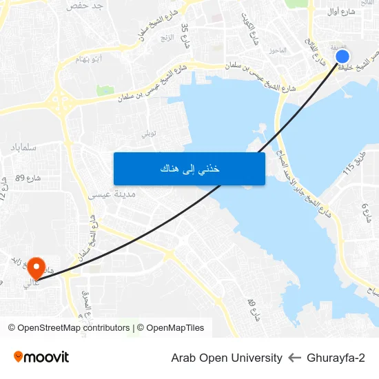 Ghurayfa-2 to Arab Open University map