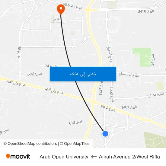 Ajirah Avenue-2/West Riffa to Arab Open University map