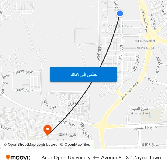 Avenue8 - 3 / Zayed Town to Arab Open University map