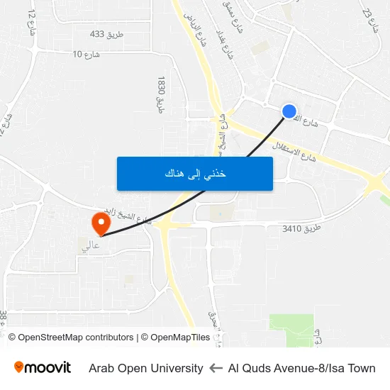 Al Quds Avenue-8/Isa Town to Arab Open University map