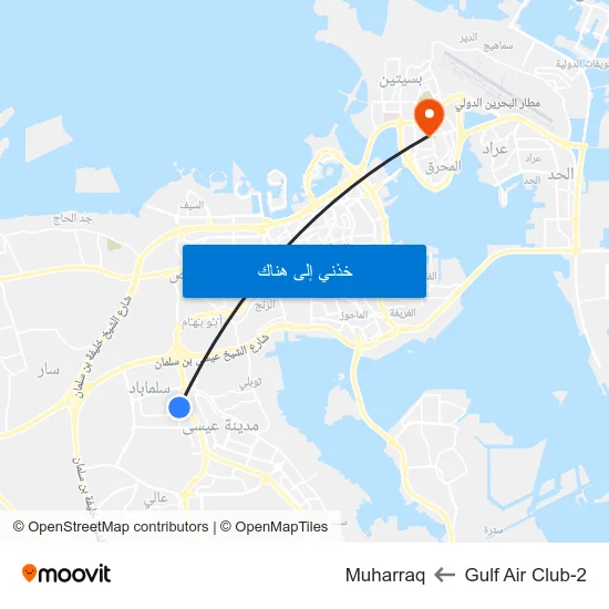 Gulf Air Club-2 to Muharraq map
