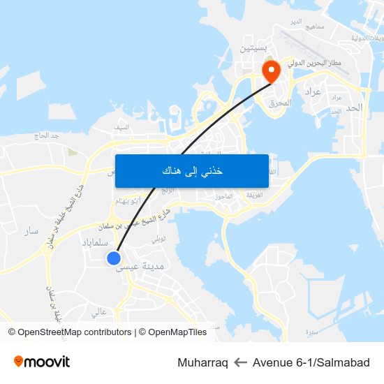 Avenue 6-1/Salmabad to Muharraq map