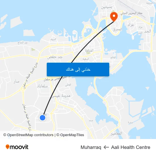 Aali Health Centre to Muharraq map