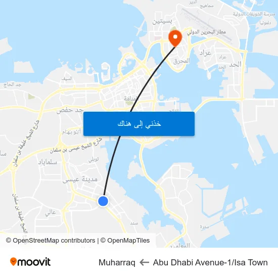 Abu Dhabi Avenue-1/Isa Town to Muharraq map