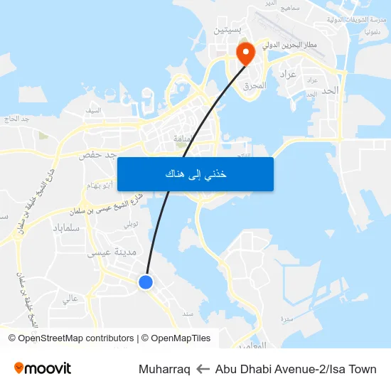 Abu Dhabi Avenue-2/Isa Town to Muharraq map