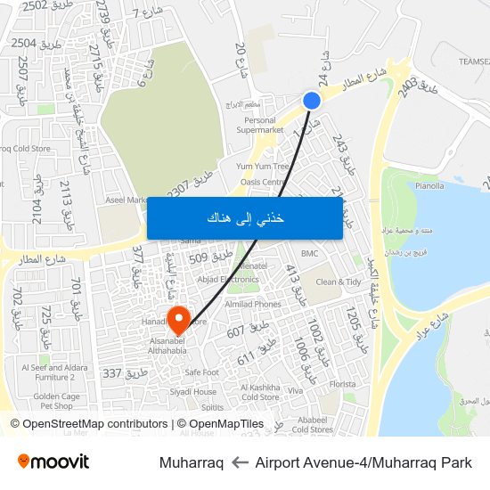 Airport Avenue-4/Muharraq Park to Muharraq map