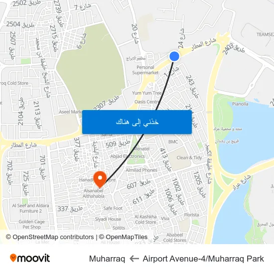 Airport Avenue-4/Muharraq Park to Muharraq map