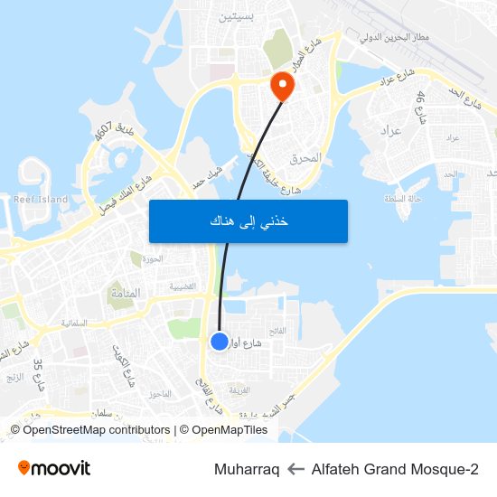 Alfateh Grand Mosque-2 to Muharraq map