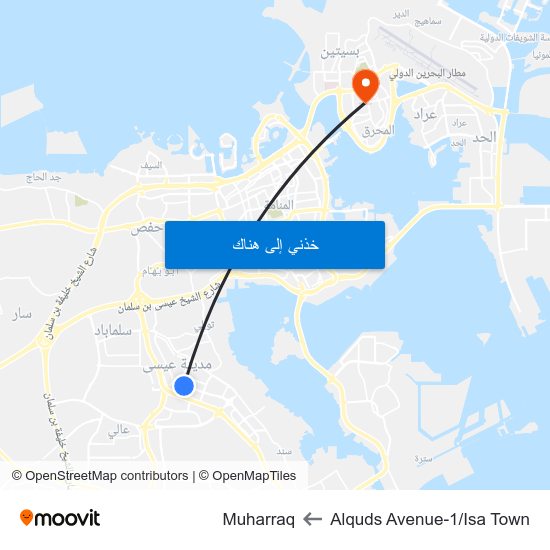 Alquds Avenue-1/Isa Town to Muharraq map