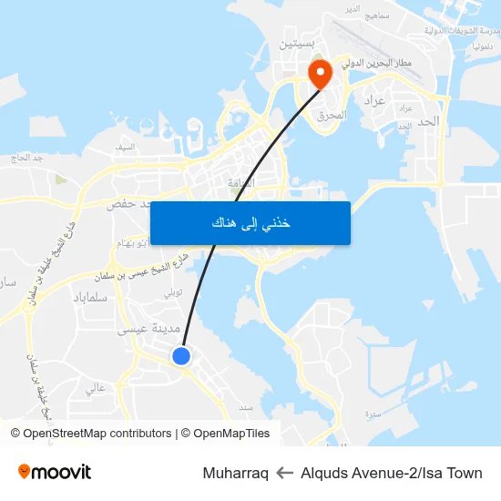 Alquds Avenue-2/Isa Town to Muharraq map