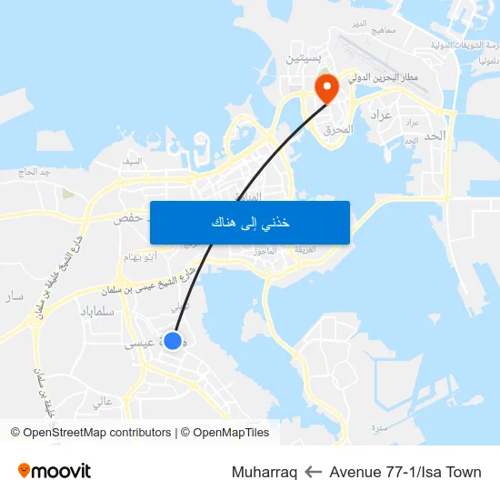 Avenue 77-1/Isa Town to Muharraq map