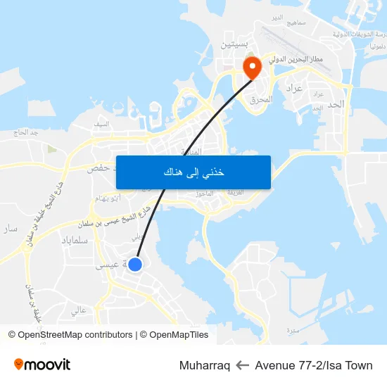 Avenue 77-2/Isa Town to Muharraq map