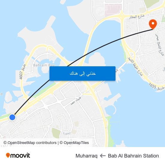 Bab Al Bahrain Station to Muharraq map