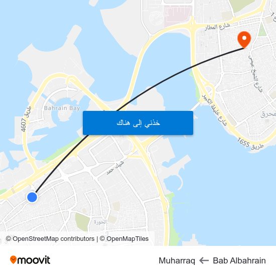 Bab Albahrain to Muharraq map