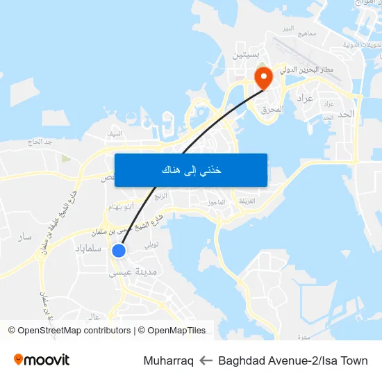 Baghdad Avenue-2/Isa Town to Muharraq map