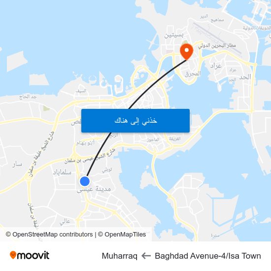 Baghdad Avenue-4/Isa Town to Muharraq map