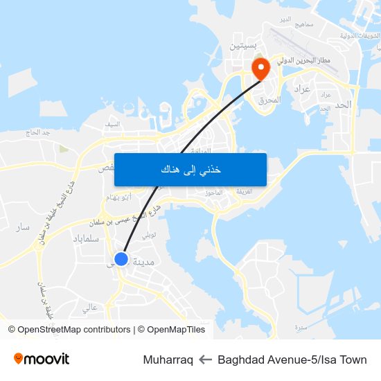 Baghdad Avenue-5/Isa Town to Muharraq map