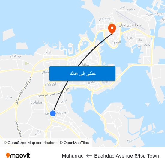 Baghdad Avenue-8/Isa Town to Muharraq map