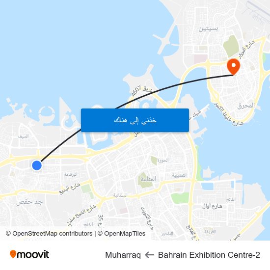 Bahrain Exhibition Centre-2 to Muharraq map