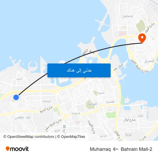 Bahrain Mall-2 to Muharraq map