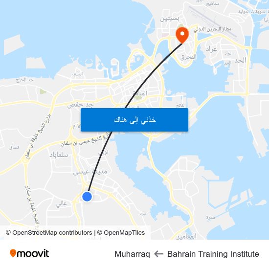 Bahrain Training Institute to Muharraq map