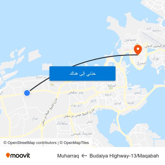 Budaiya Highway-13/Maqabah to Muharraq map