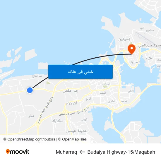 Budaiya Highway-15/Maqabah to Muharraq map