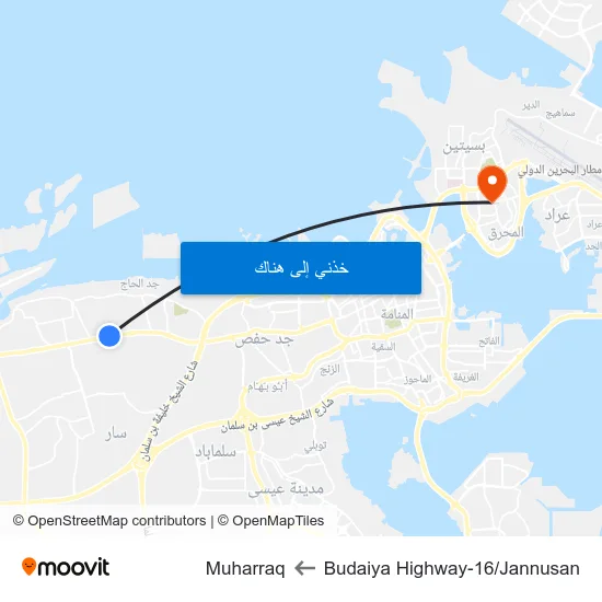 Budaiya Highway-16/Jannusan to Muharraq map