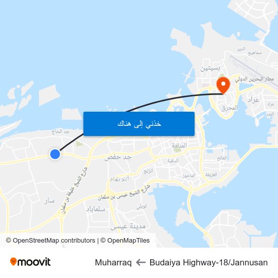 Budaiya Highway-18/Jannusan to Muharraq map