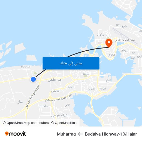Budaiya Highway-19/Hajar to Muharraq map