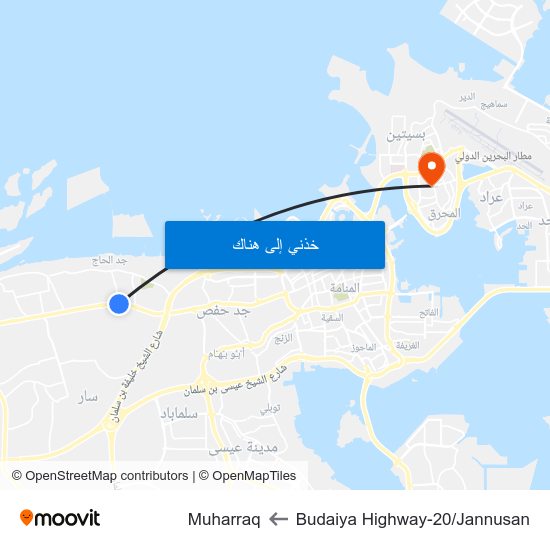 Budaiya Highway-20/Jannusan to Muharraq map