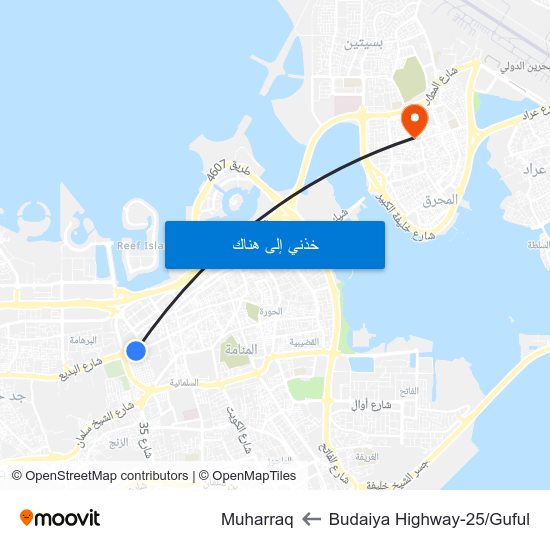 Budaiya Highway-25/Guful to Muharraq map