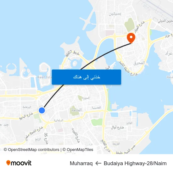 Budaiya Highway-28/Naim to Muharraq map