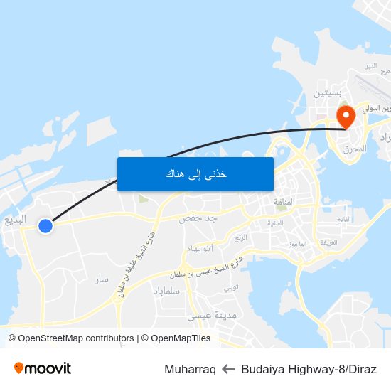 Budaiya Highway-8/Diraz to Muharraq map