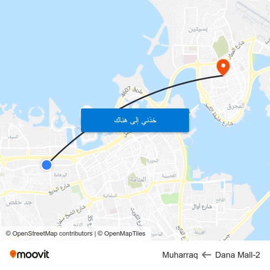 Dana Mall-2 to Muharraq map