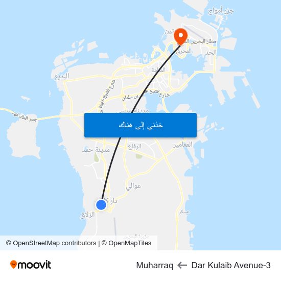 Dar Kulaib Avenue-3 to Muharraq map