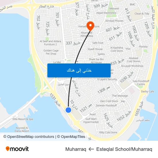 Esteqlal School/Muharraq to Muharraq map
