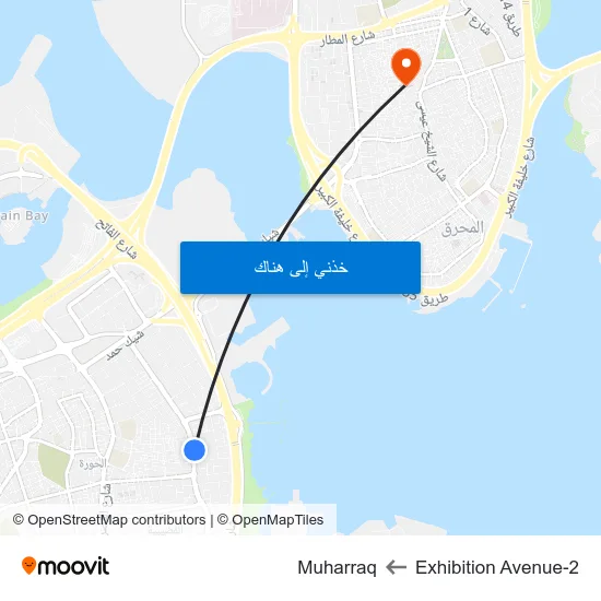 Exhibition Avenue-2 to Muharraq map