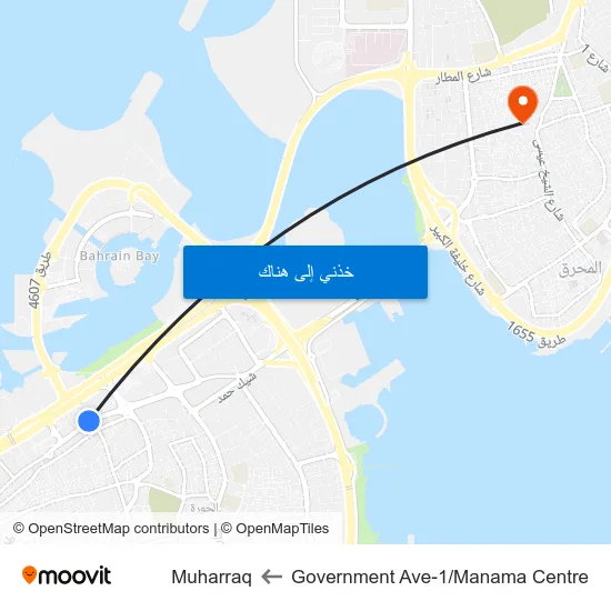 Government Ave-1/Manama Centre to Muharraq map