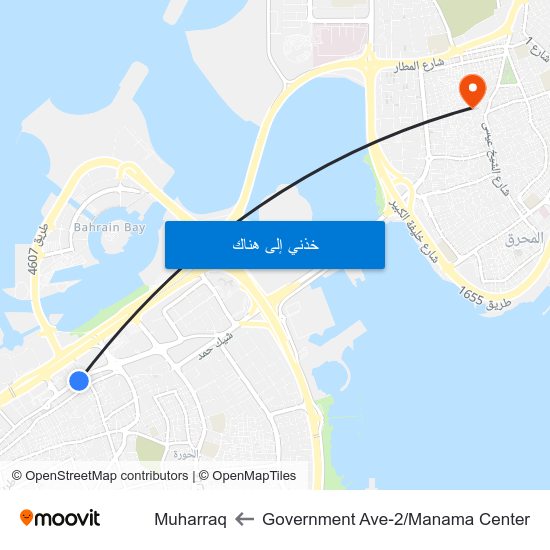 Government Ave-2/Manama Center to Muharraq map