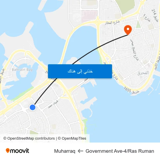 Government Ave-4/Ras Ruman to Muharraq map