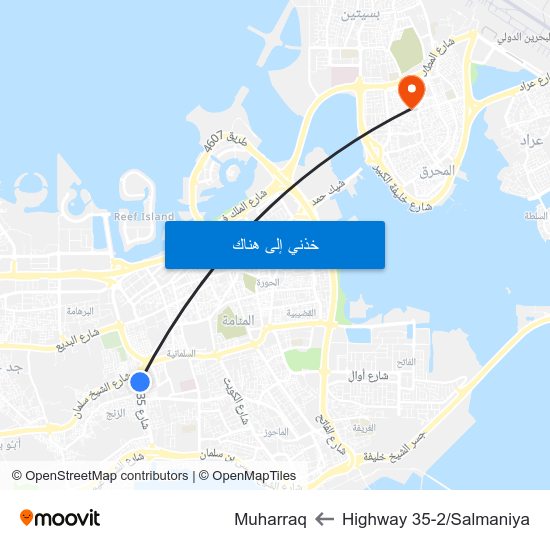 Highway 35-2/Salmaniya to Muharraq map