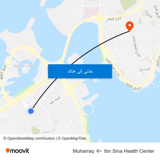 Ibn Sina Health Center to Muharraq map