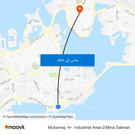 Industrial Area-2/Mina Salman to Muharraq map