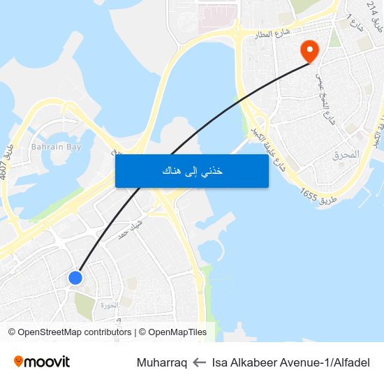 Isa Alkabeer Avenue-1/Alfadel to Muharraq map