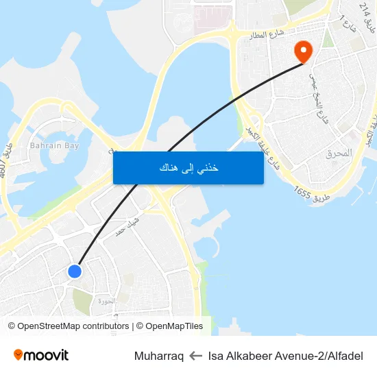 Isa Alkabeer Avenue-2/Alfadel to Muharraq map