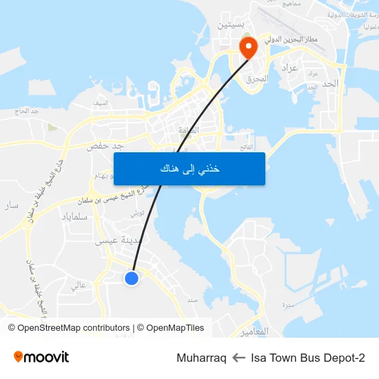 Isa Town Bus Depot-2 to Muharraq map
